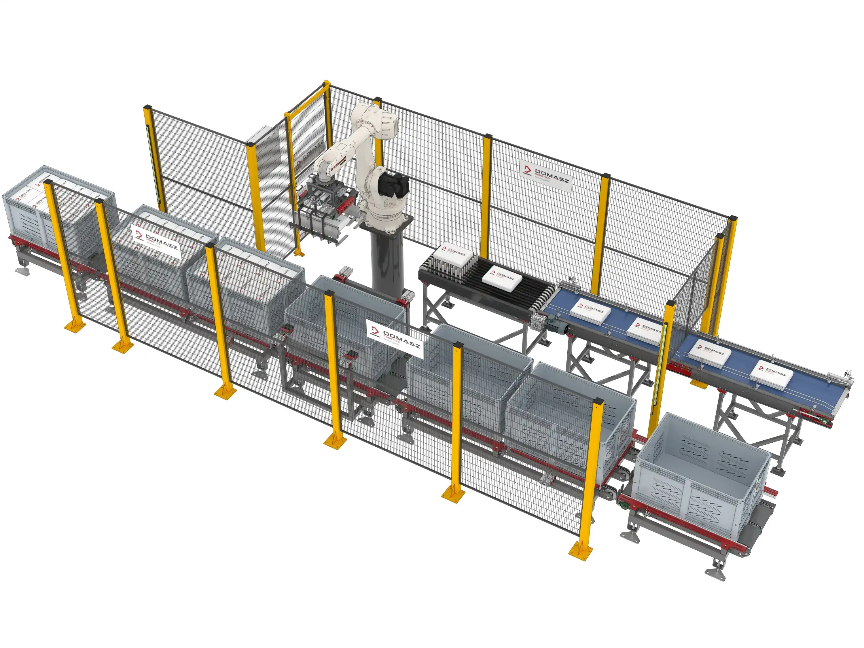 System do automatycznego pakowania warzyw w biny (skrzyniopalety).