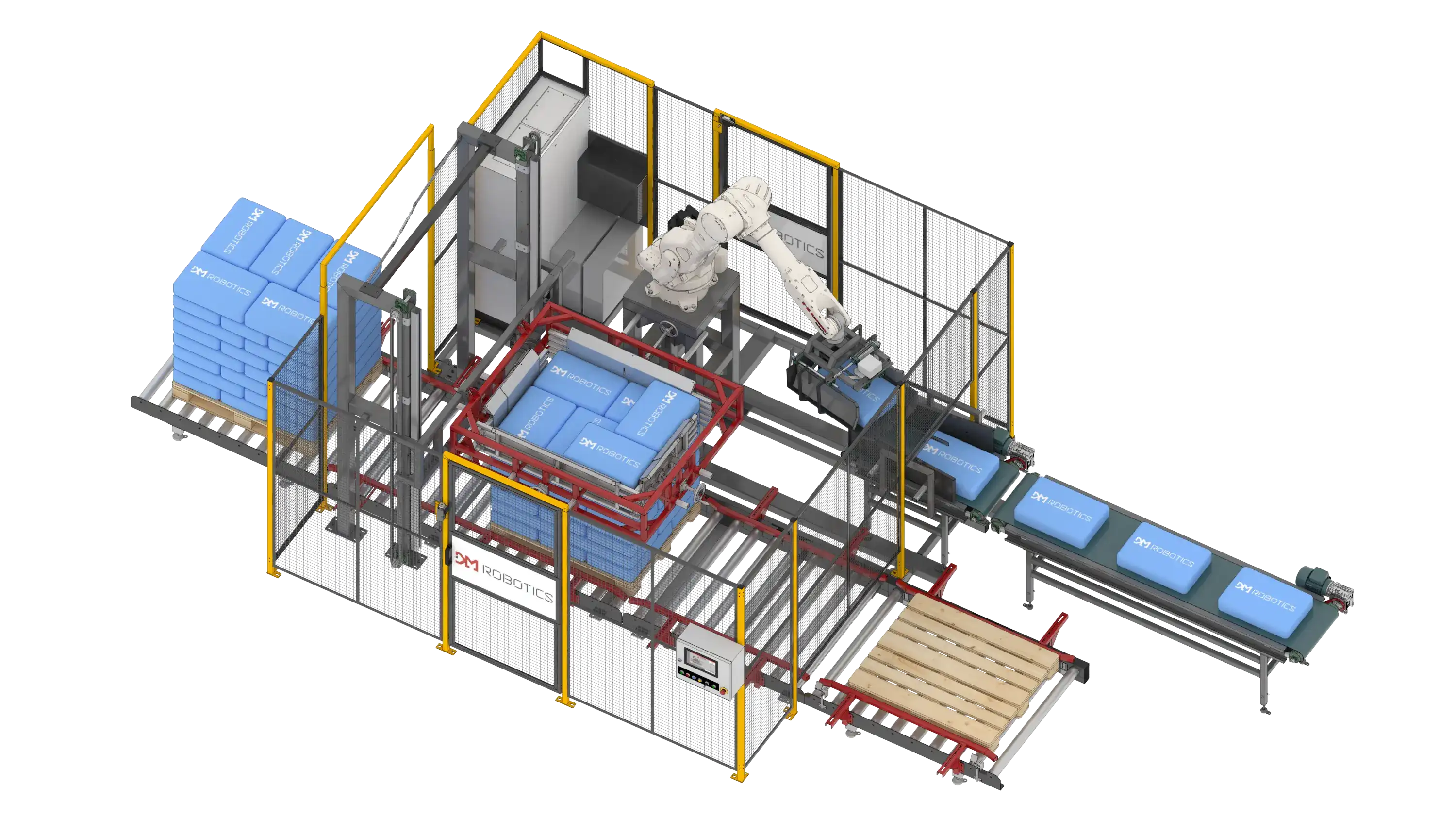 Bag palletizing for potatoes – automated vegetable palletizing system.