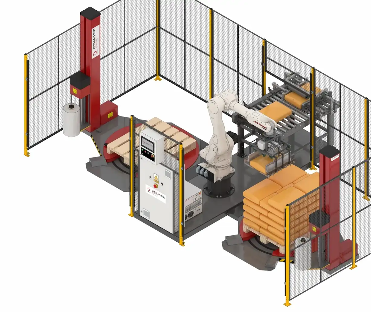 Render paletyzatora do niestabilnych produktów, np. worków.